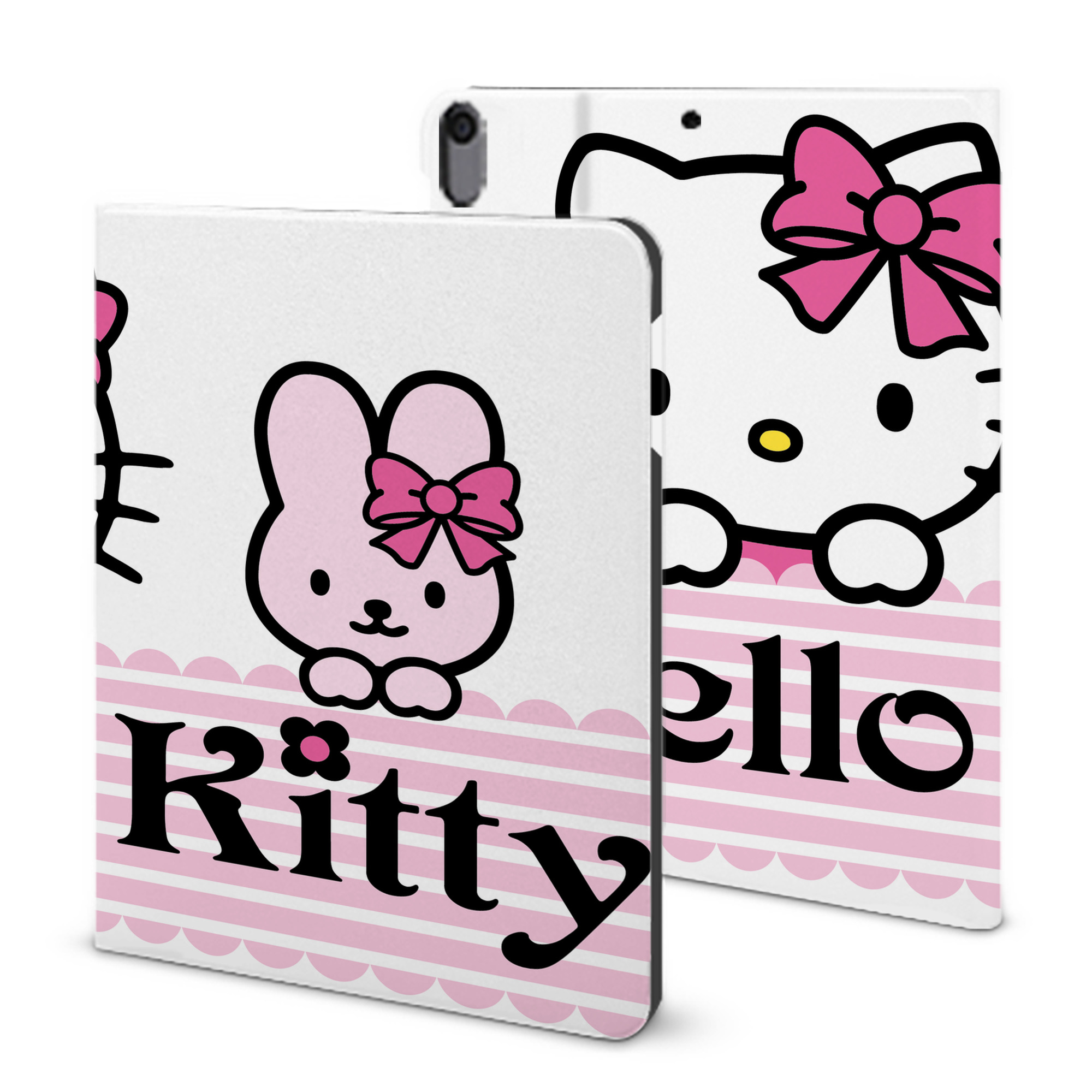 （画像用） Hello Kitty ハローキティ IPad ケース ブック型 PUレザー TPU 耐衝撃 軽量 薄型 ペン収納なし 全面保護 IPad 各モデル対応